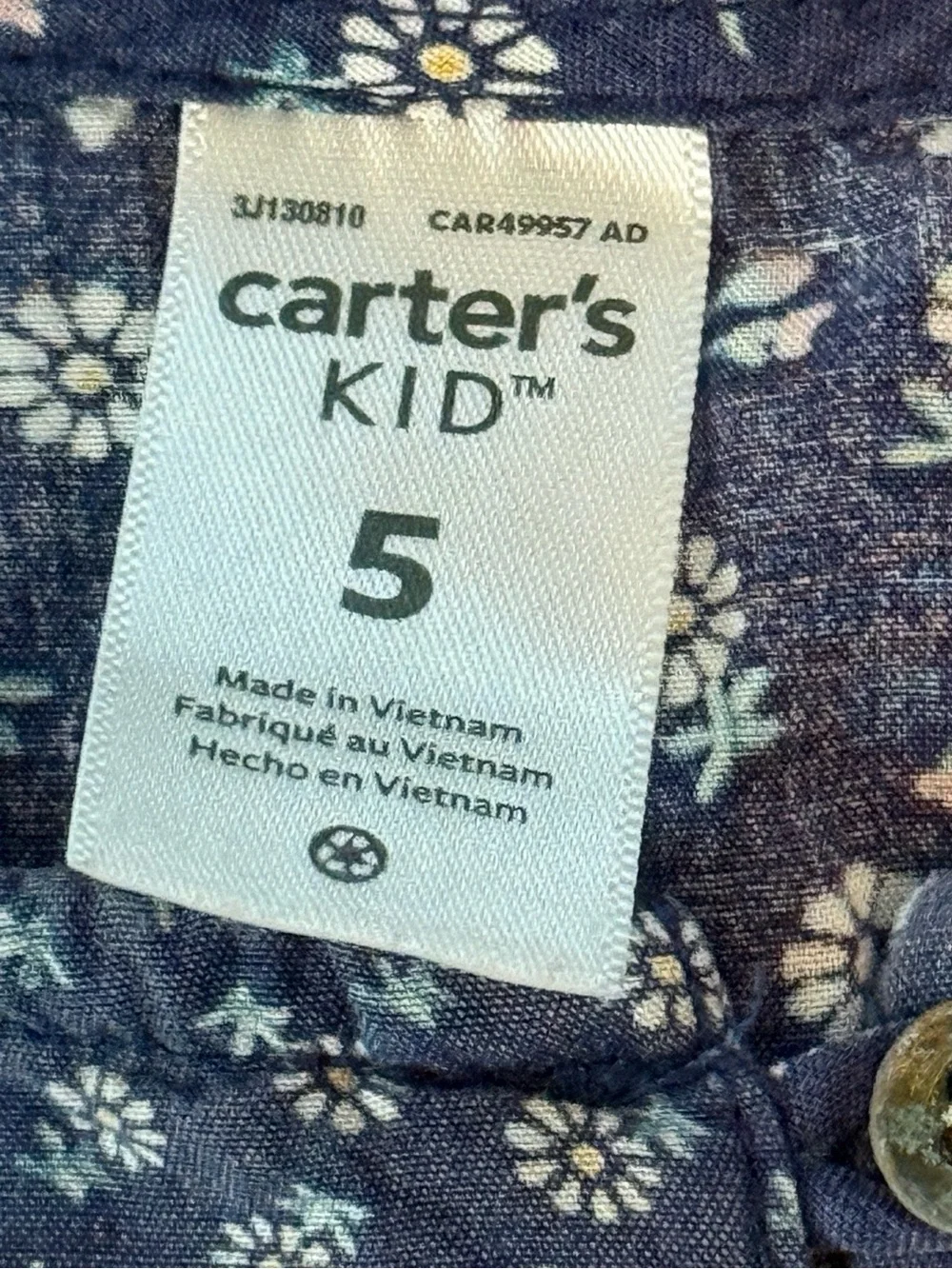 Carter’s Kid Girls Navy Floral Long-Sleeve Dress Size 5